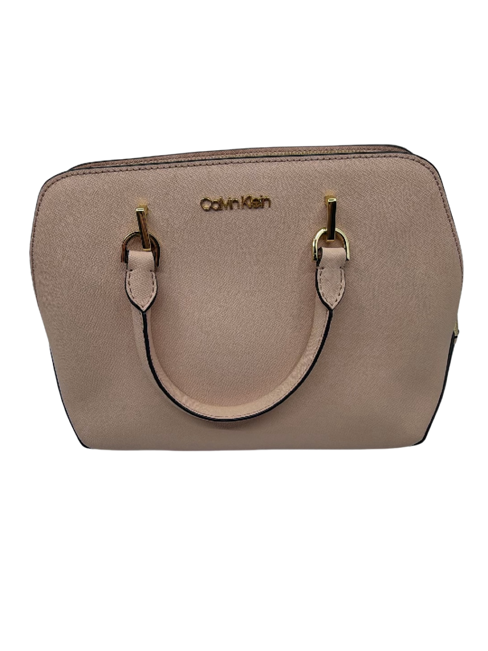 Calvin Klein Structured Satchel Pink Saffiano Handbag